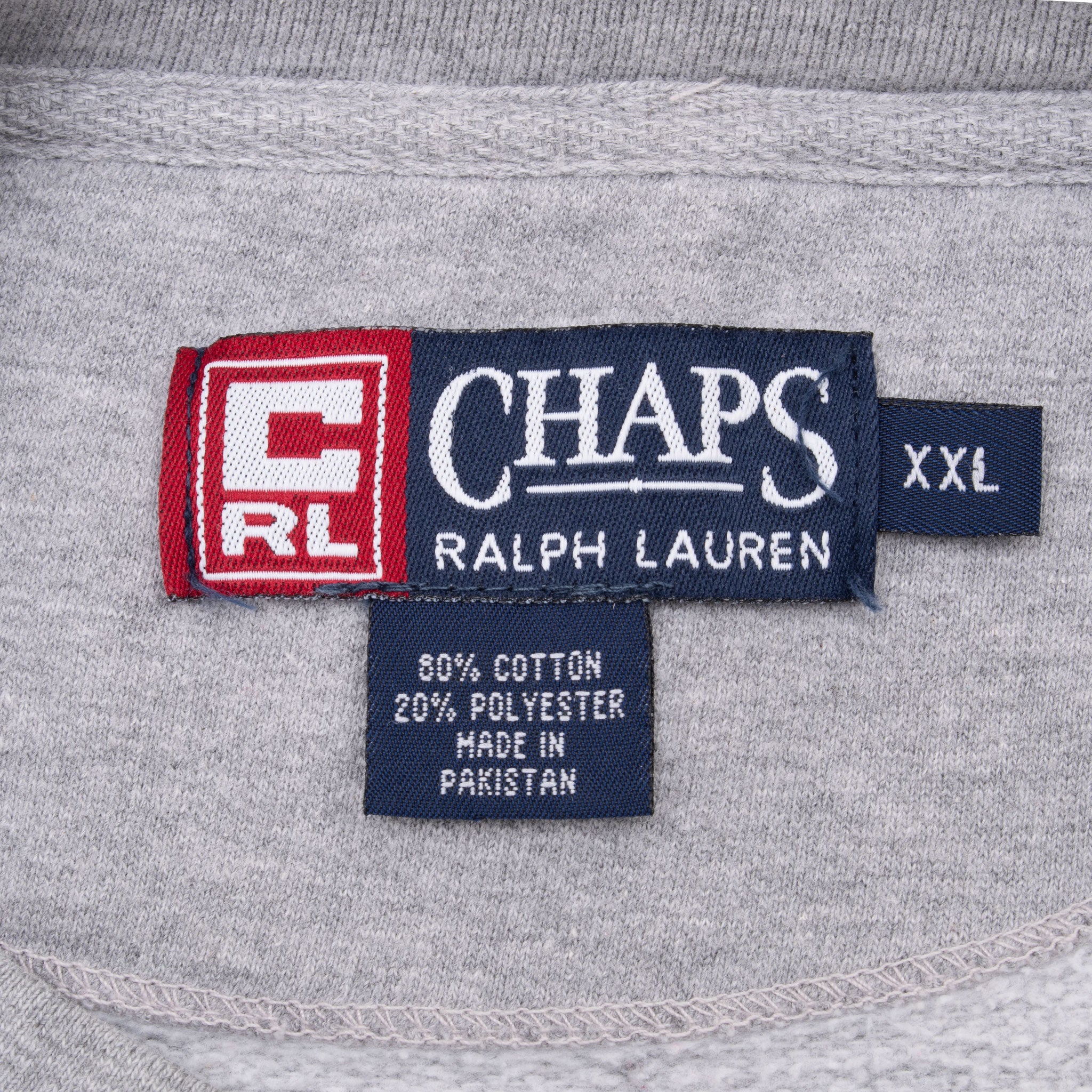 Vintage Chaps Ralph Lauren Grey Sweatshirt Size 2XL 1990S