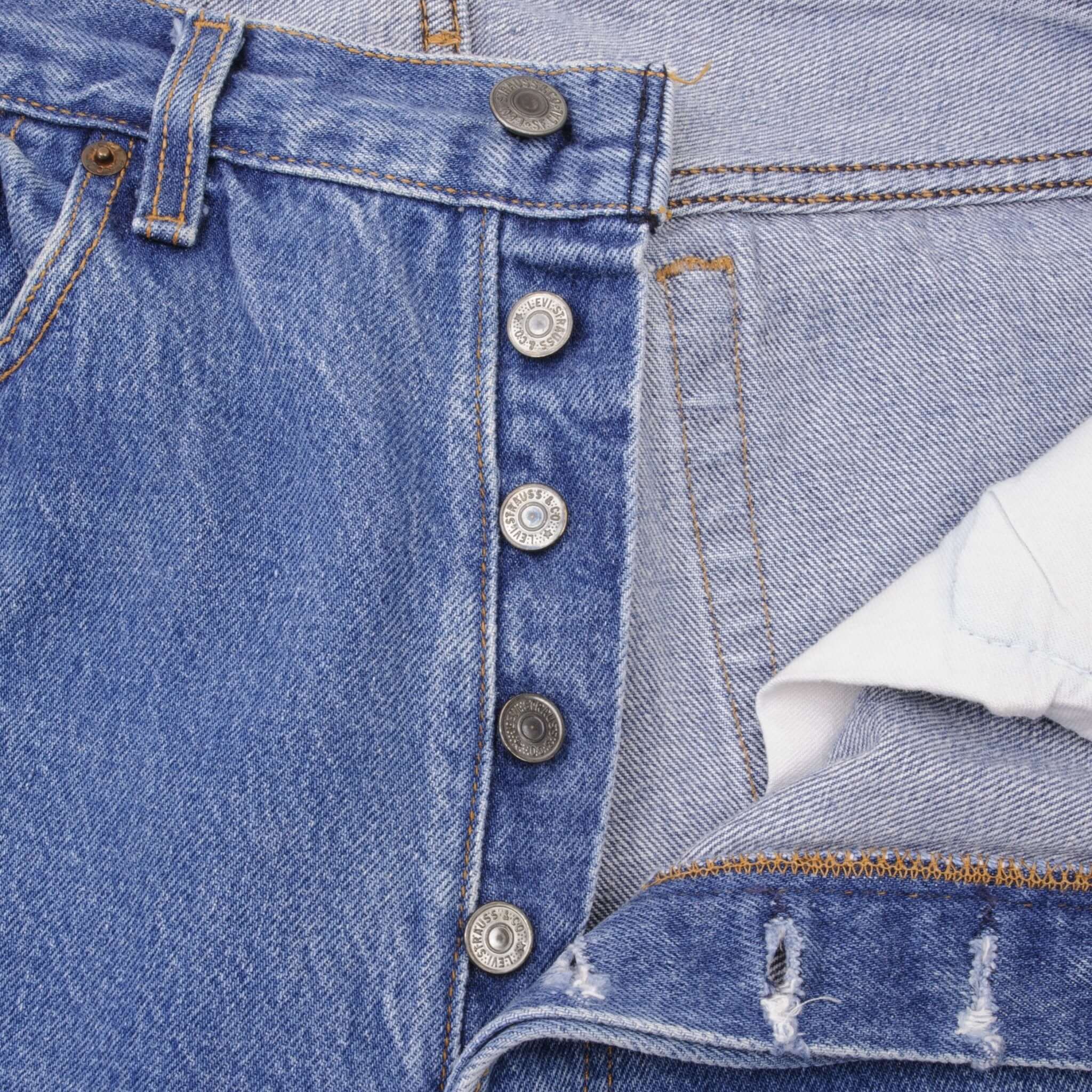 Beautiful Indigo Levis 501 Jeans 1980s Made in USA with Medium Wash   Size on tag 34X34 Actual Size 33X34 Back Button #544