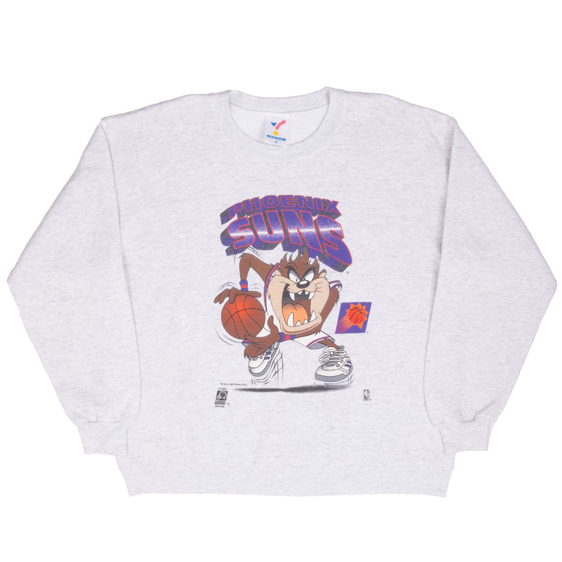 Vintage Nba Phoenix Suns Taz Looney Tunes Grey Sweatshirt 1994 Size Large Made In Usa