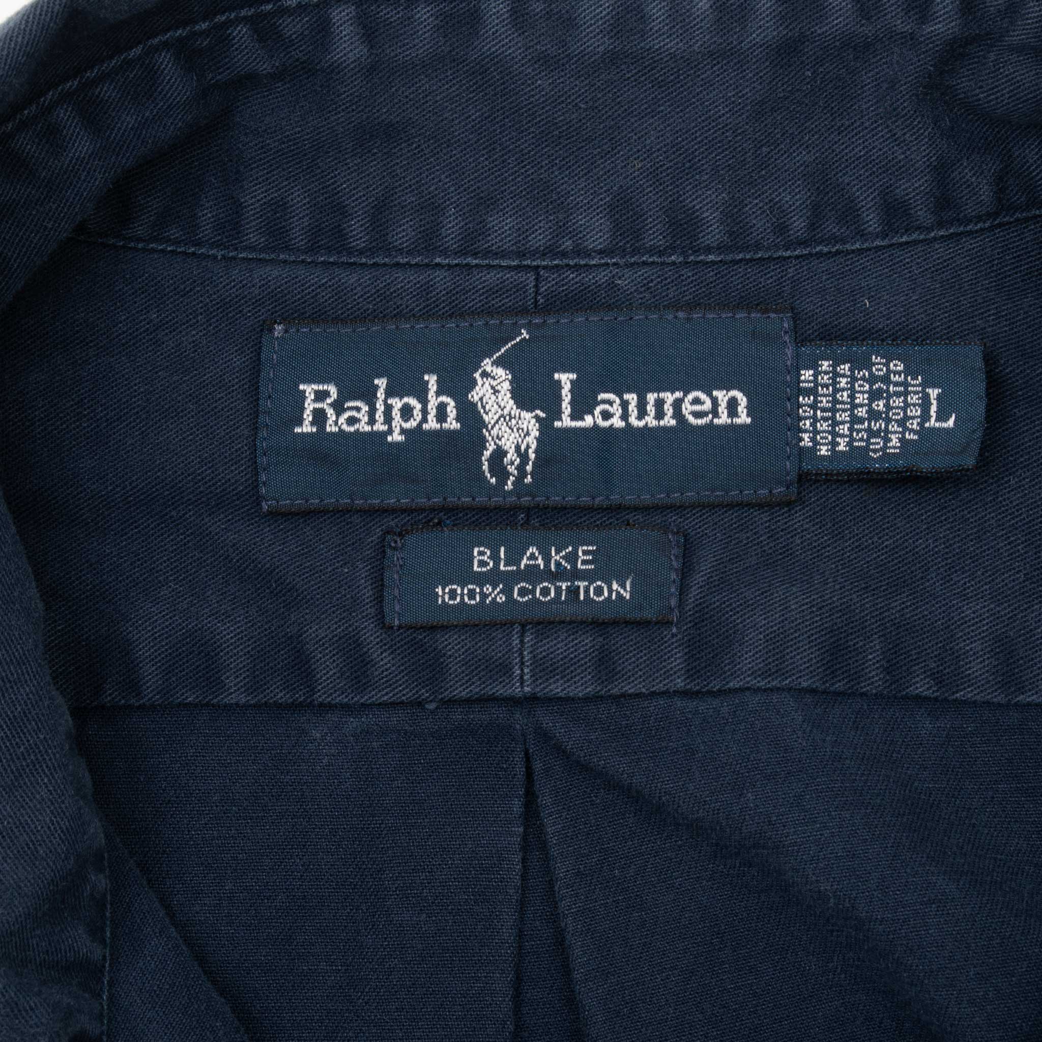 Vintage Ralph Lauren Blue Shirt 1990S Size Large Made In Usa