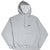 Front of grey Nike quarter-zip hoodie with open hood and black Swoosh embroidery