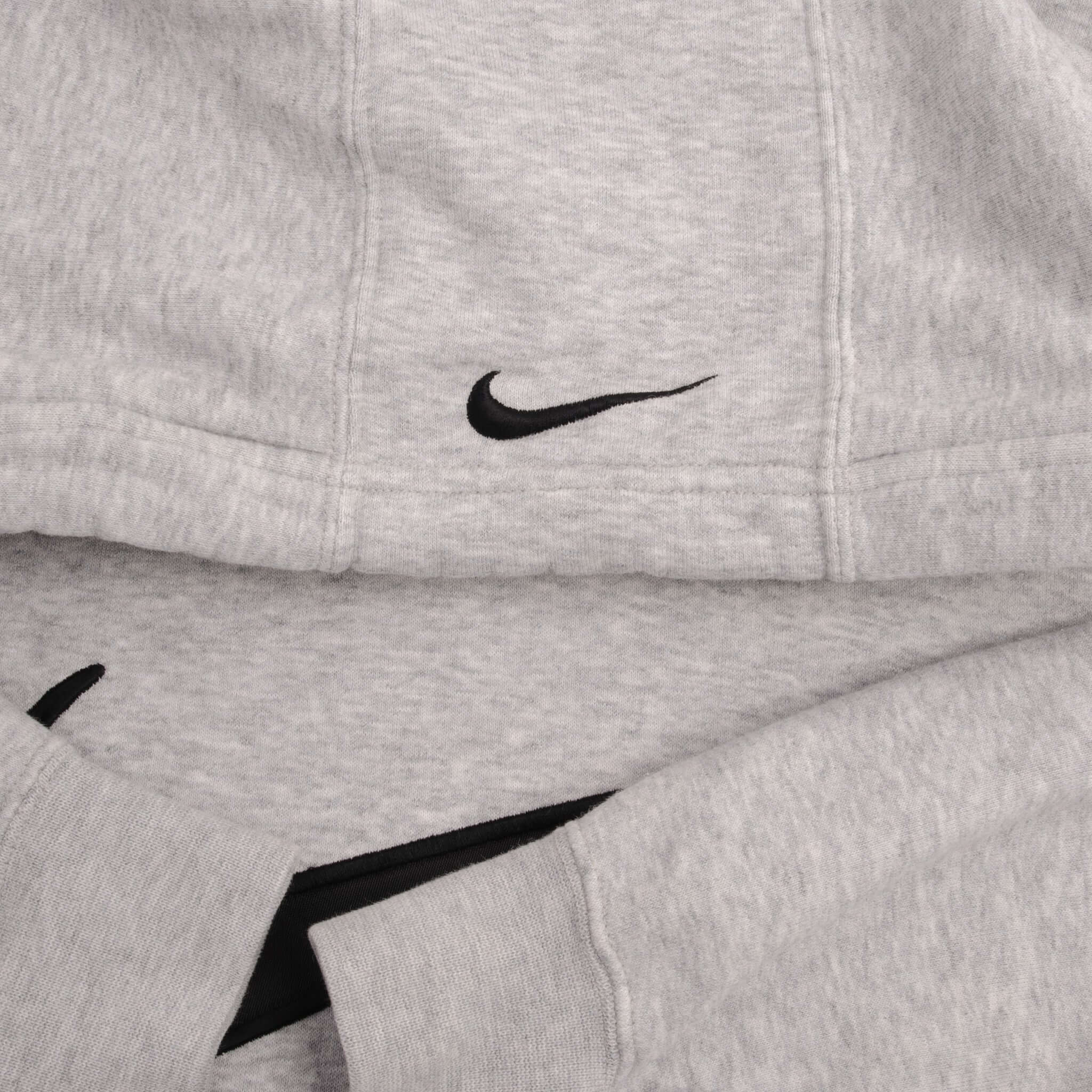 Vintage Grey Nike Big Swoosh Hoodie Sweatshirt 2000S Size XL