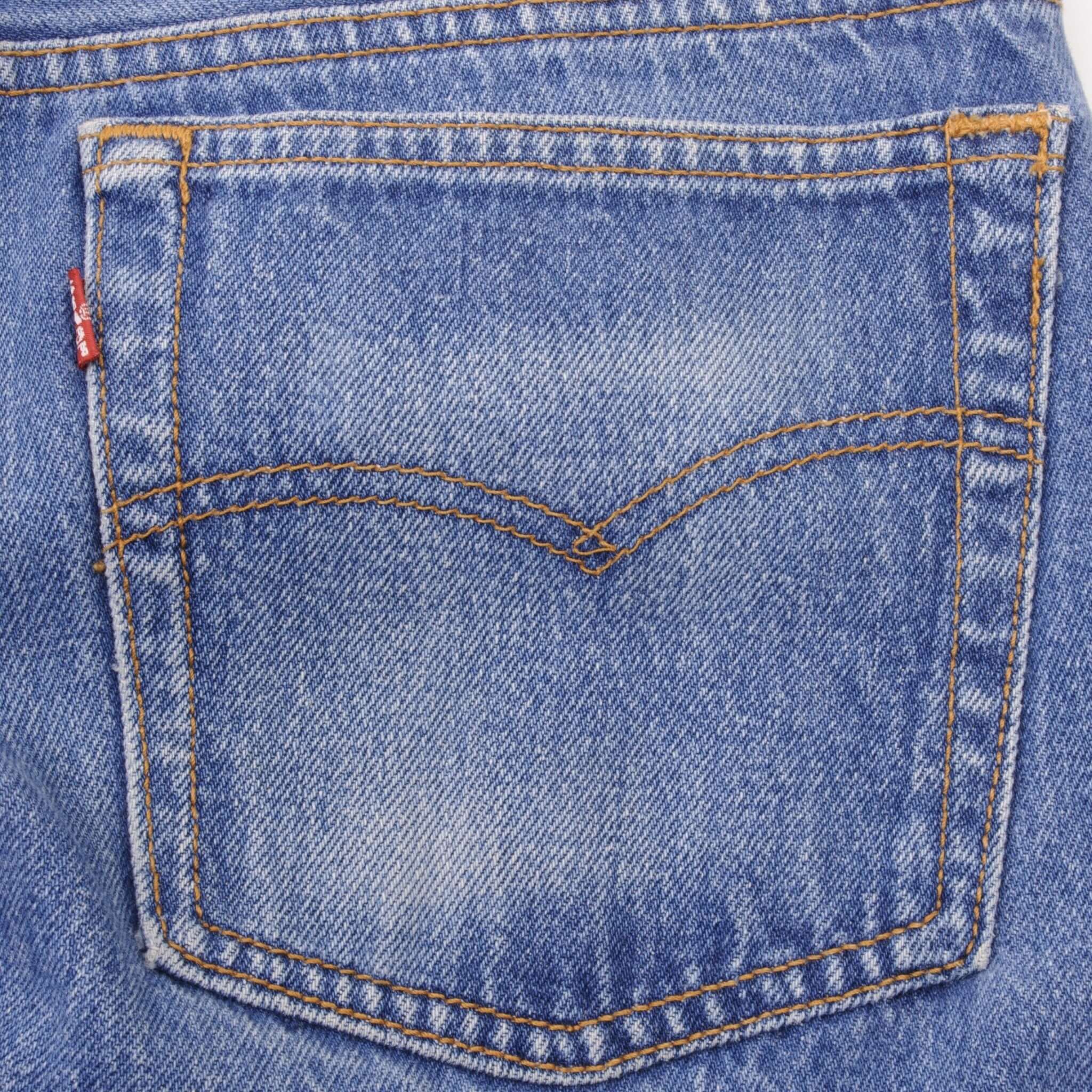 Beautiful Indigo Levis 501 Jeans 1980s Made in USA with Medium Wash   Size on tag 34X34 Actual Size 33X34 Back Button #544