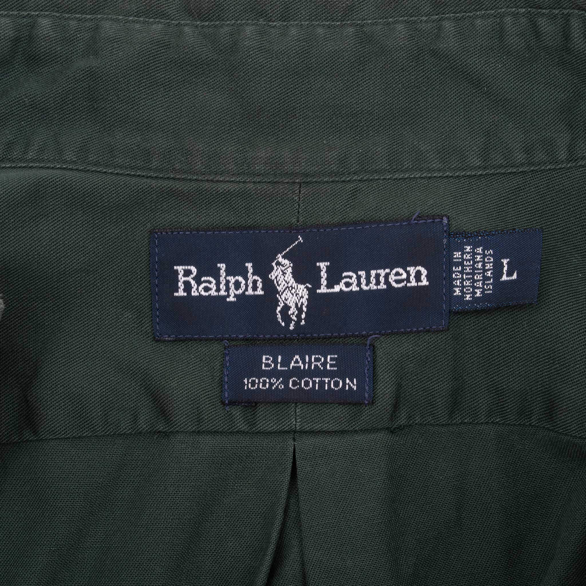 Vintage Ralph Lauren Green Shirt 1990S Size Large Made In Usa