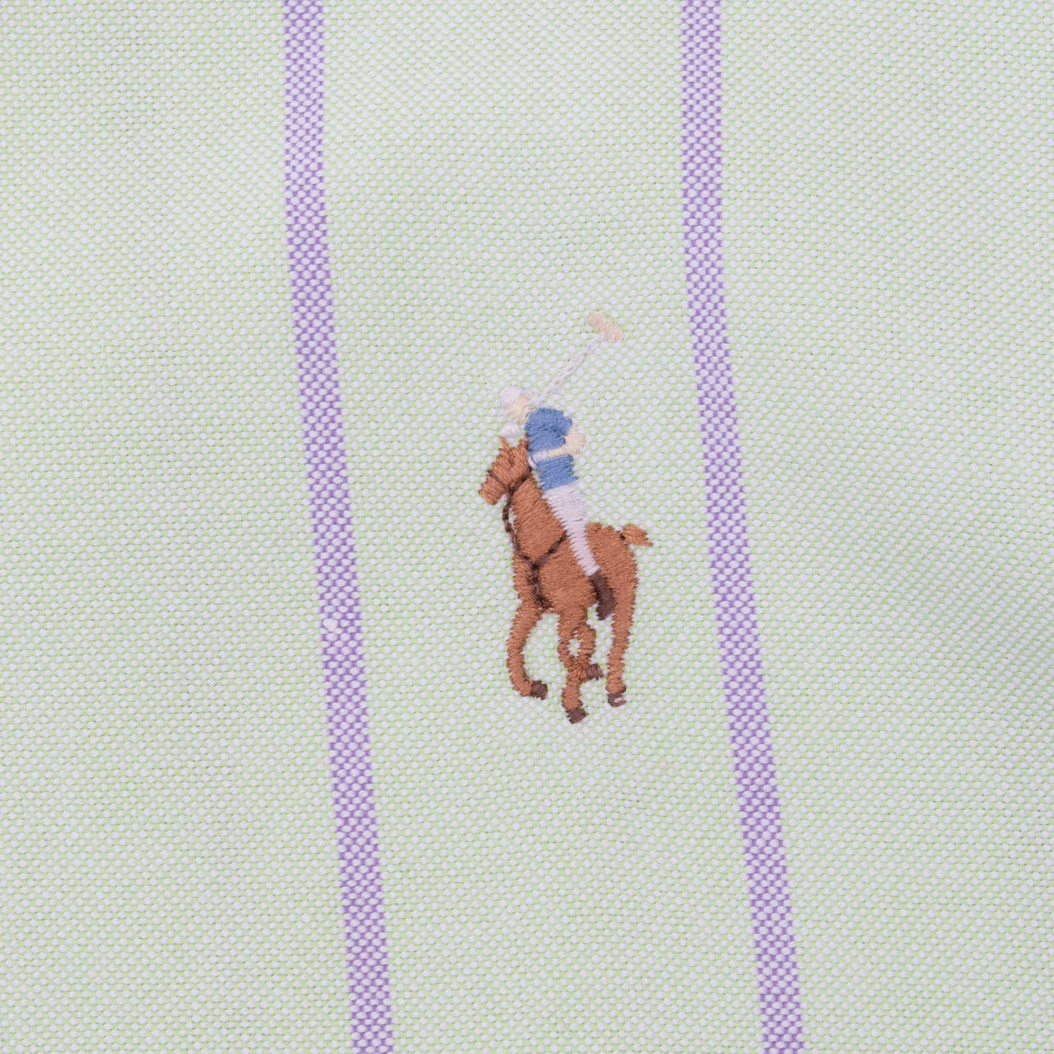 Vintage Ralph Lauren Light Green Stripe Shirt 1990S Size 17 X 32/33