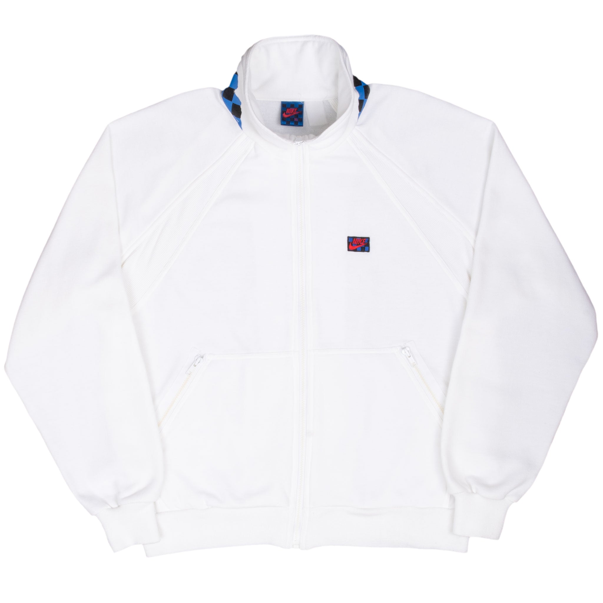 Vintage Nike Checkered White Full Zip Sweatshirt 1990S Size XL