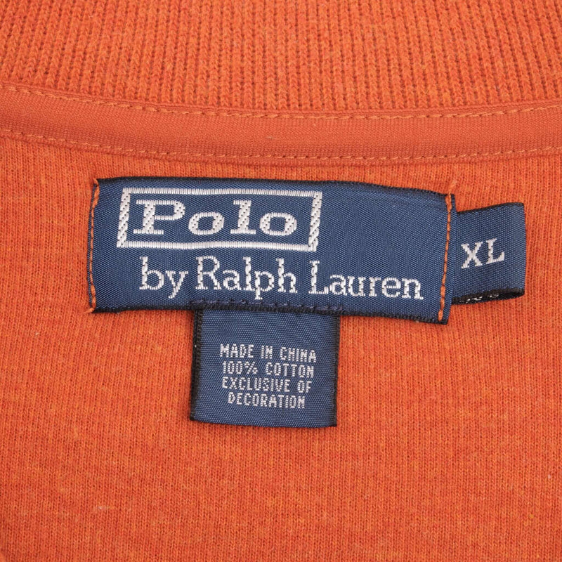 Vintage Polo Ralph Lauren Orange Quarter Zip Sweater 1990s Size XL