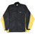 Full front view of black and yellow Nike windbreaker with zip closure and yellow Swoosh