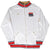 Full front view of white Nike USA Basketball track jacket with gold accents and striped trim