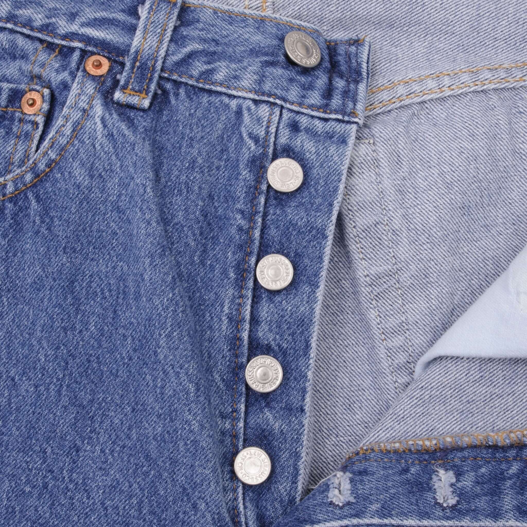 Beautiful Indigo Levis 501 Jeans 1980s Made in USA with Medium Wash   Size on tag 32X36 Actual Size 30X36 Back Button #546