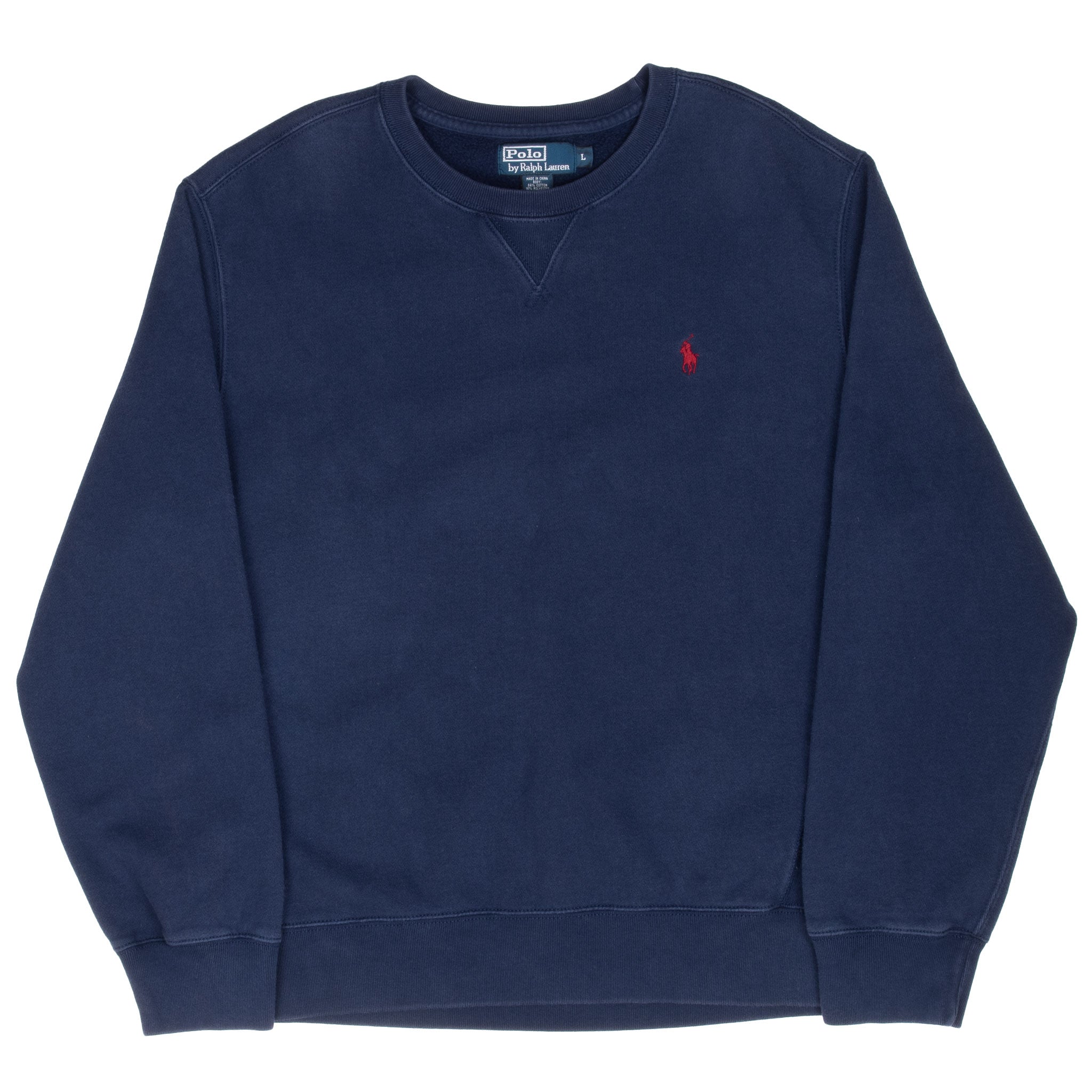 Vintage Ralph Lauren 1990S Classic Navy Blue Crewneck Sweatshirt Size Large