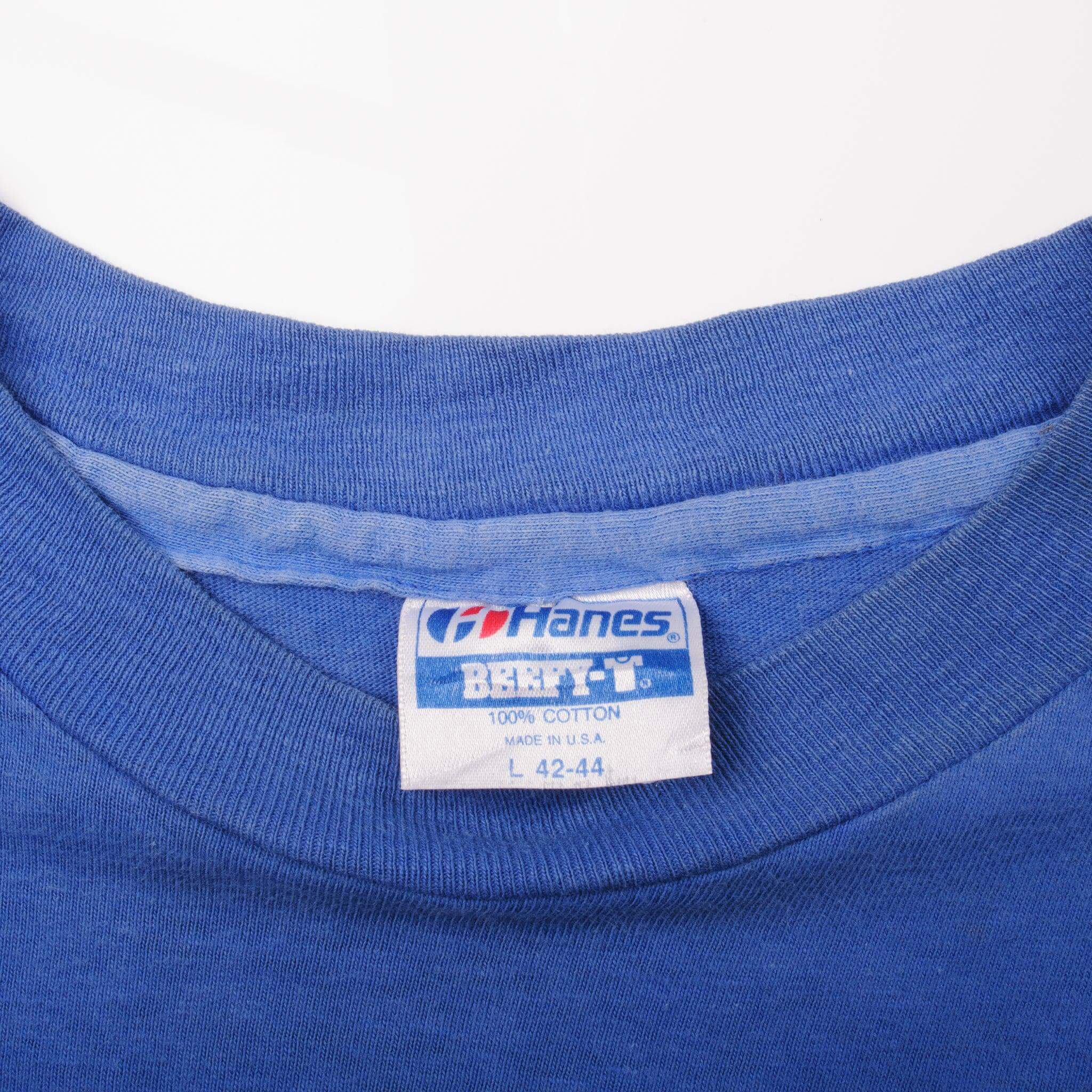 Vintage Blue Harley Davidson 1990 Sturgis 50th Anniversary Downtown Seattle, Washington Tee Shirt 1984 Size L With Single Stitch Made In USA