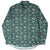 Front of green Polo Ralph Lauren button-down shirt with allover rowing and riverside scenic print