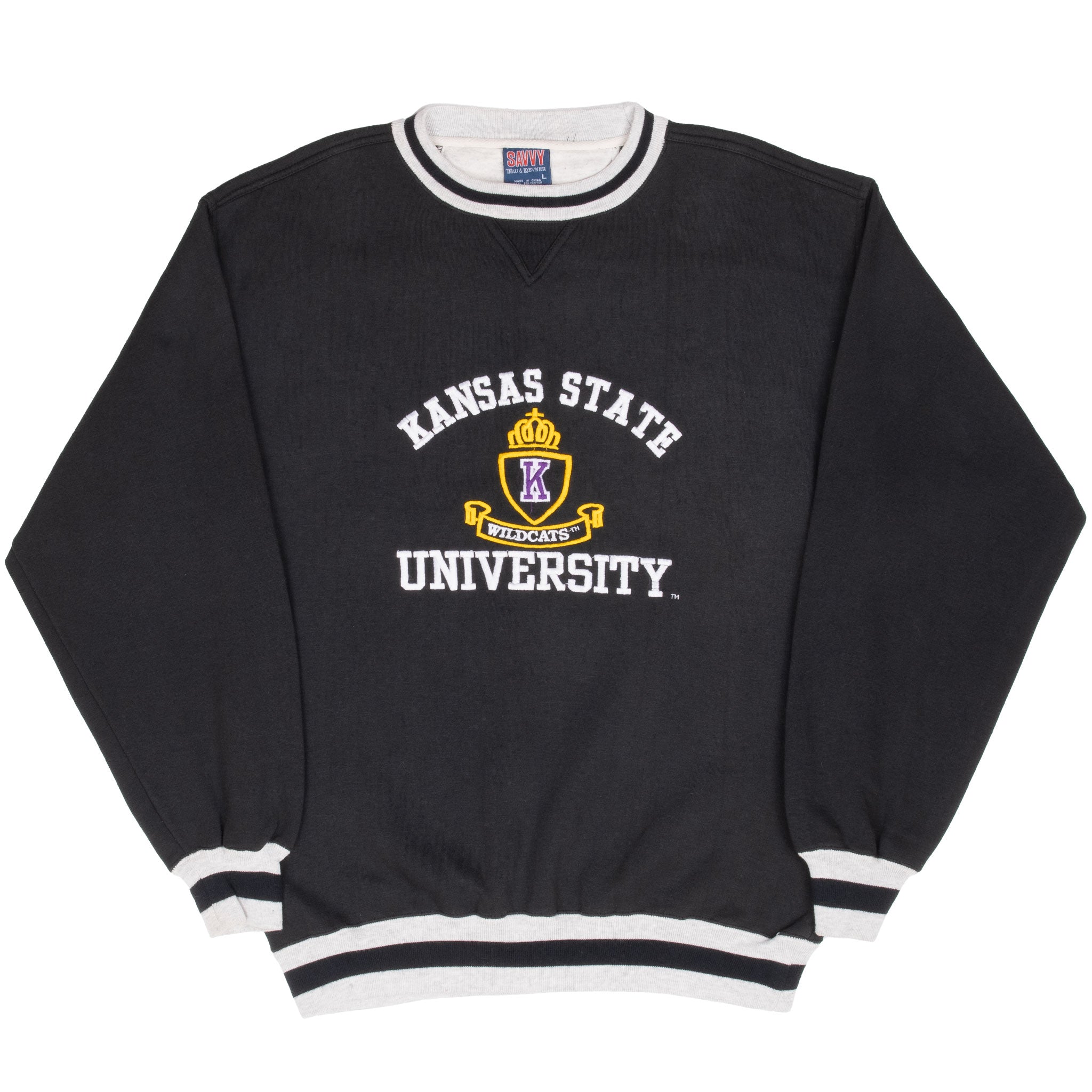 Vintage Ncaa Kansas State Wildcats Black Sweatshirt 1990S Size Large