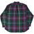 Back of Ralph Lauren long-sleeve shirt in dark green, burgundy, yellow and blue plaid