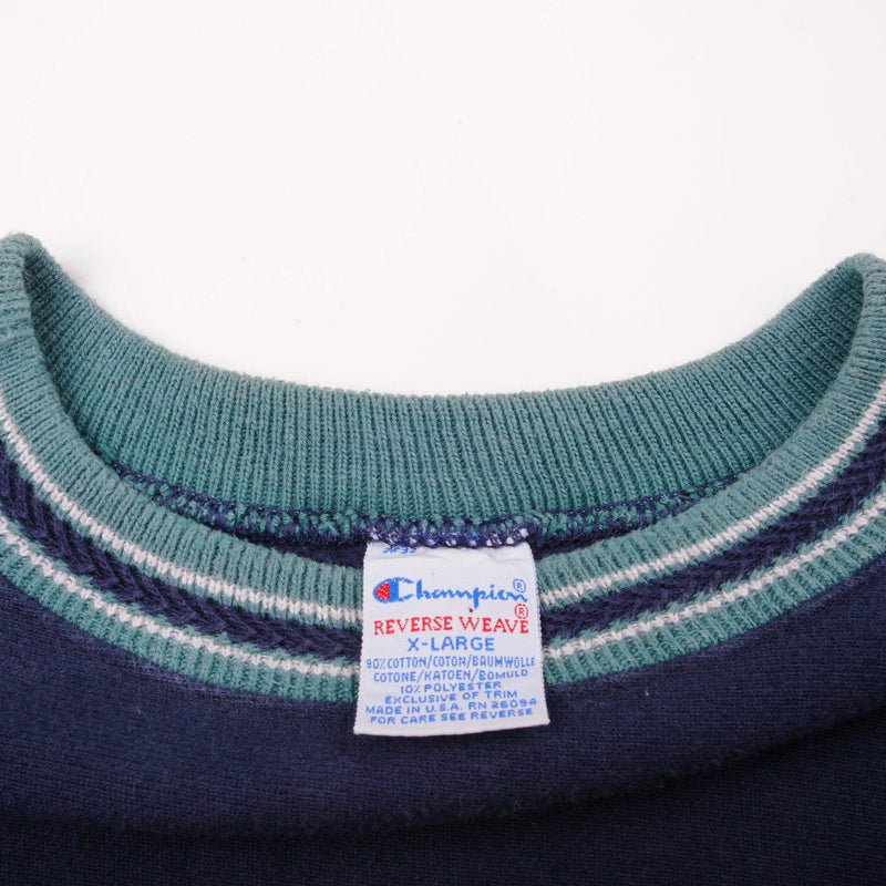 Vintage Blue Small Reverse Wave Logo Sweater 90S Size XXLarge Made In USA.