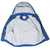 Open blue Nike hooded windbreaker showing gray interior lining and neck label