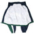 Open Reebok windbreaker showing white interior lining and navy and green outer panels