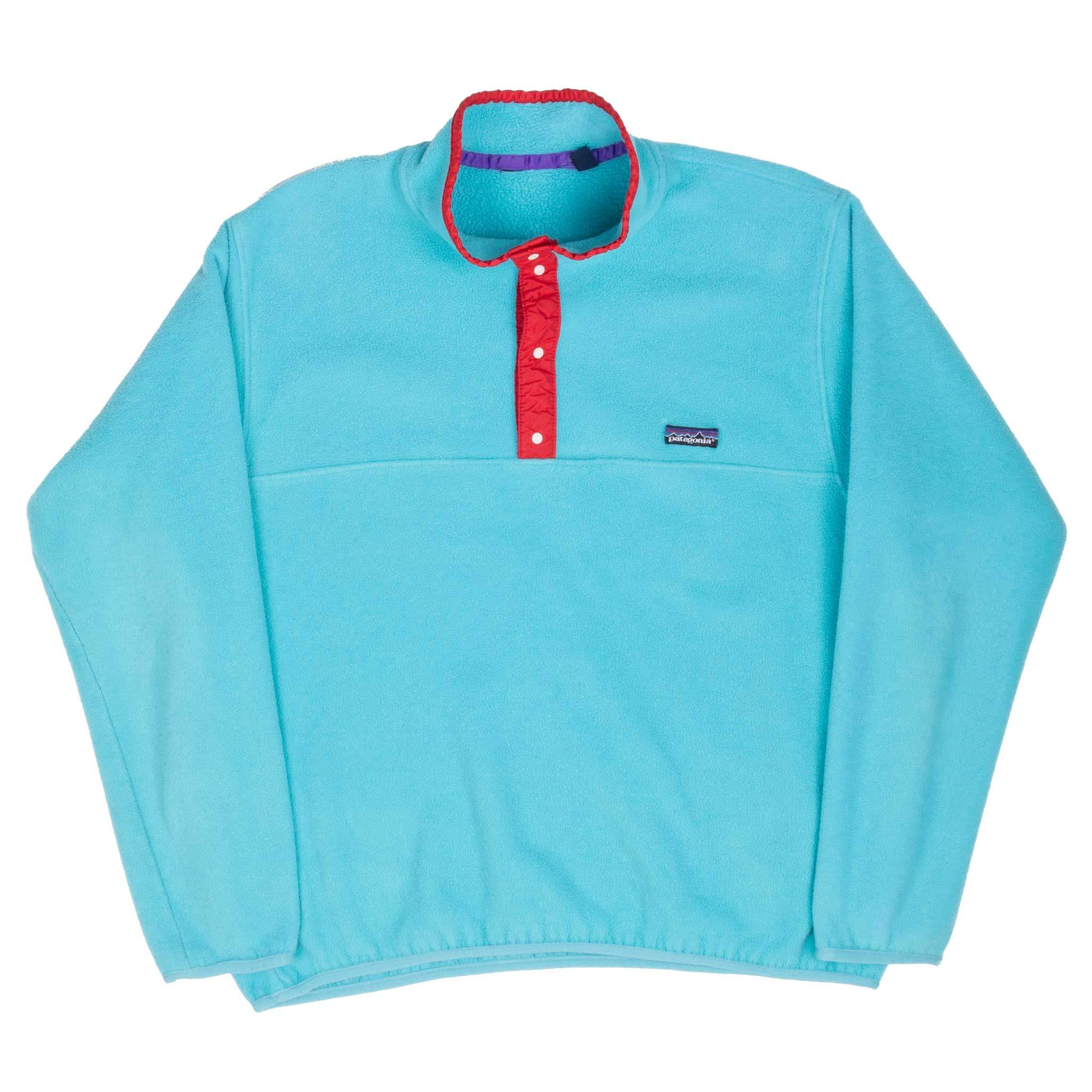 Vintage Patagonia Turquoise Snap T Fleece Pullover Jacket 1990S Size XL Made In USA