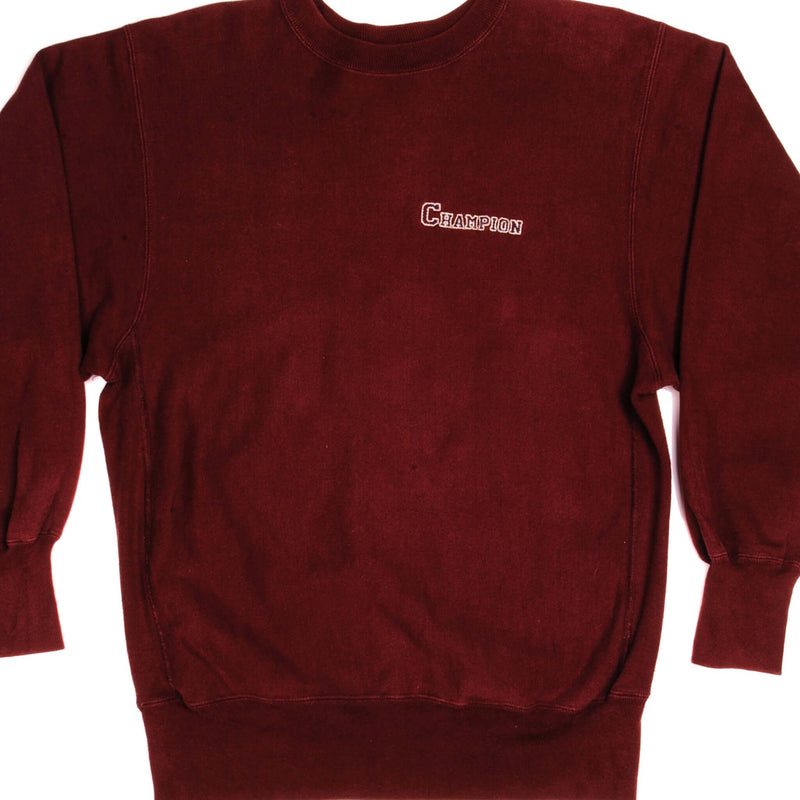 VINTAGE REVERSE WEAVE CHAMPION EMBROIDERED BURGUNDY SWEATSHIRT
