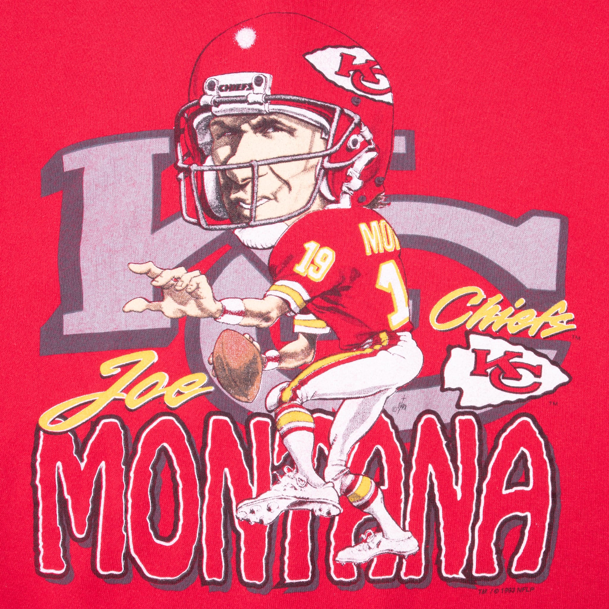 VINTAGE NFL KANSAS CITY CHIEFS JOE MONTANA SWEATSHIRT LARGE 1993 MADE USA