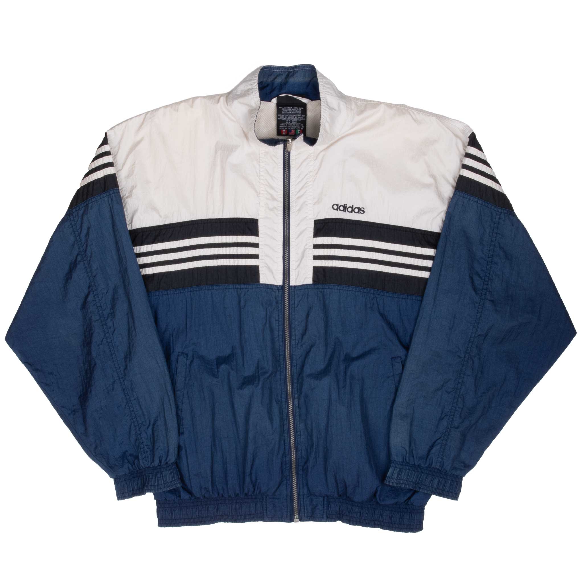 Vintage Adidas Blue & White Windbreaker Jacket 1990S Size Medium