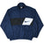 Full front view of navy Nike zip-up windbreaker with color-blocked Swoosh chest