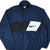 Front of navy Nike windbreaker with black chest panel and white inset Swoosh