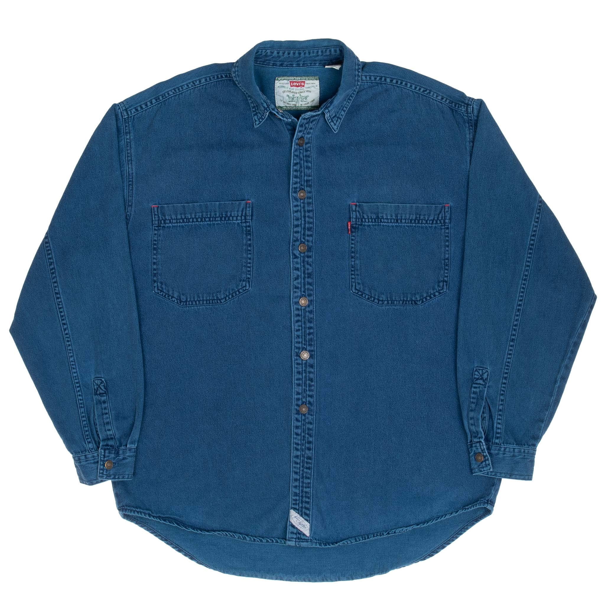 Vintage Levis Cyan Pocket Denim Shirt 1990S Size Large