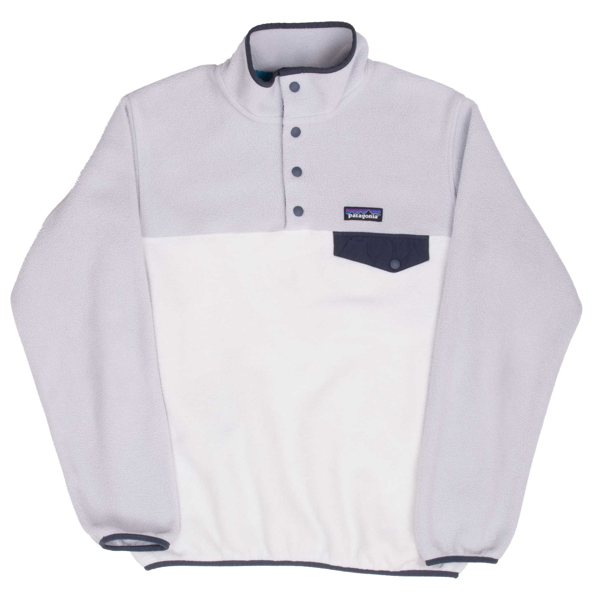 Vintage Patagonia Grey And White Synchilla Snap T Pullover Fleece Jacket 2000S Size Small
