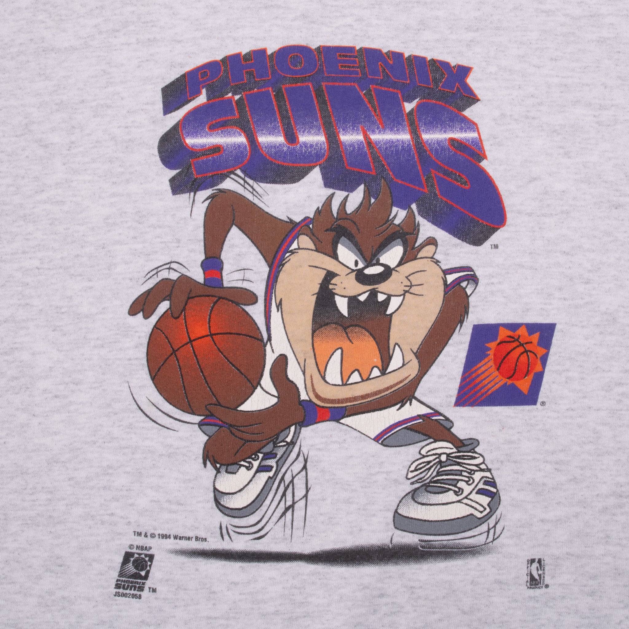 Vintage Nba Phoenix Suns Taz Looney Tunes Grey Sweatshirt 1994 Size Large Made In Usa