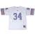 Front of white Houston Oilers Earl Campbell jersey with number 34 and striped sleeves
