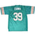 Back of aqua Miami Dolphins jersey with Csonka name, white number 39, and striped sleeves