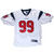 Full front view of white Houston Texans Reebok jersey with red number 99