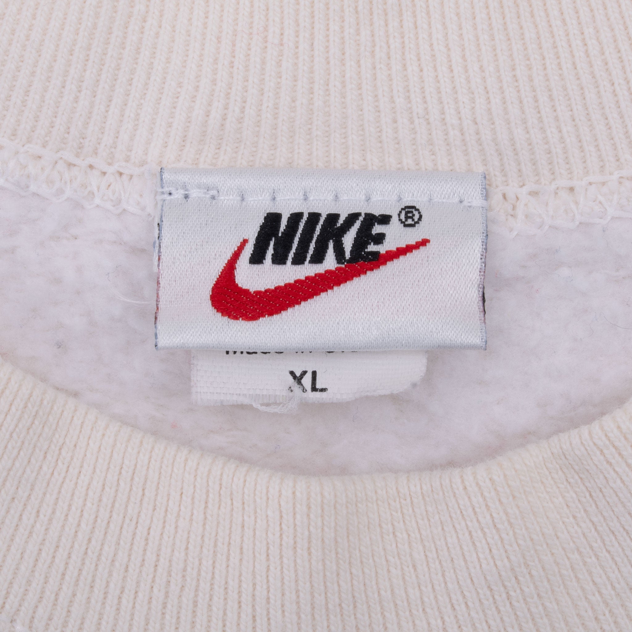 Vintage Nike Air Big Center Swoosh Cream Sweatshirt 1990S Size XL Made In Usa