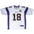 Full front of white Reebok Minnesota Vikings #18 jersey with purple panels and anniversary patch