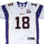 Front of white Reebok Minnesota Vikings Rice #18 jersey with purple panels and 50th anniversary patch