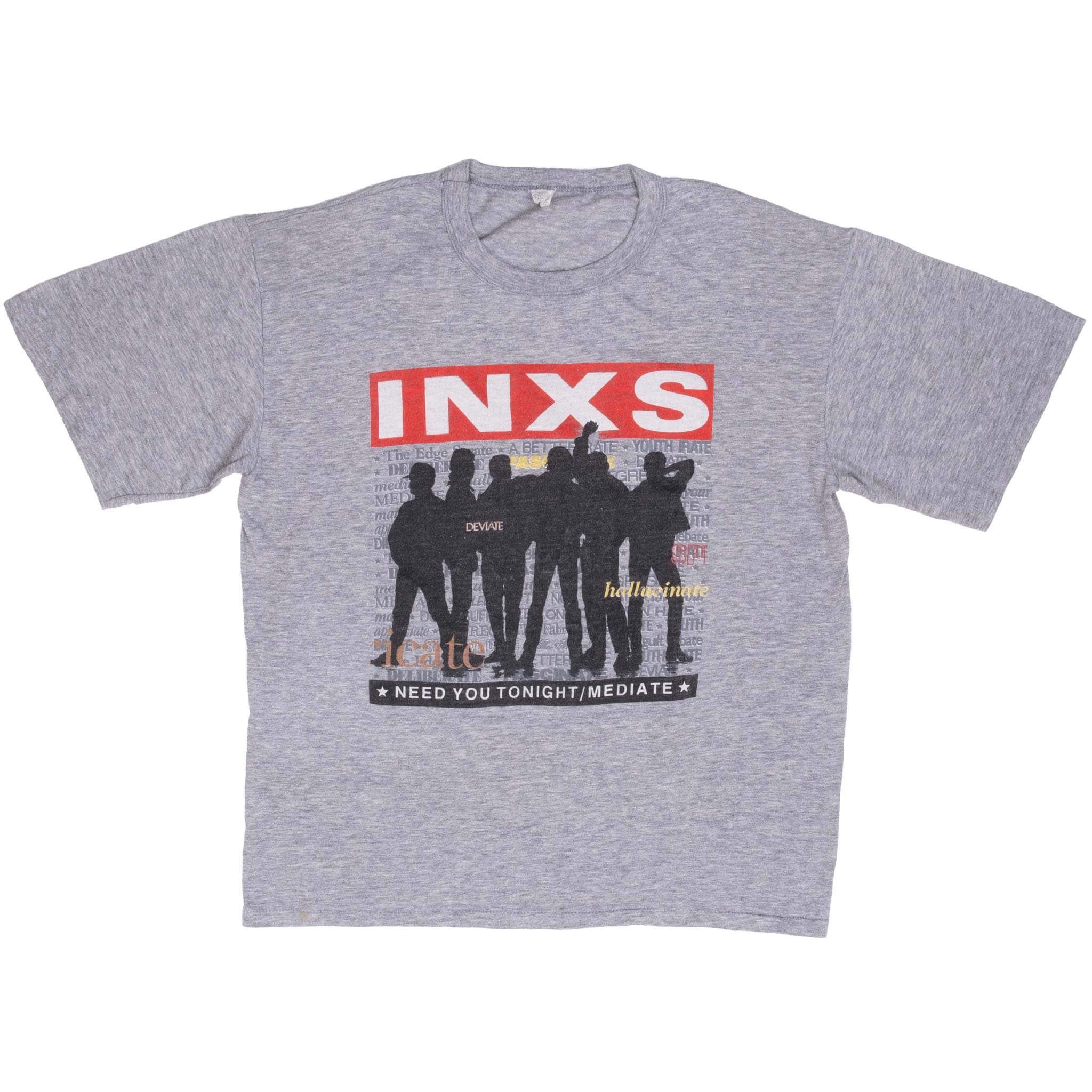 VINTAGE INXS NEED YOU TONIGHT/MEDIATE TEE SHIRT 1980S SIZE