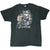 Full front view of black Harley-Davidson T-shirt with wolf and red motorcycle graphic
