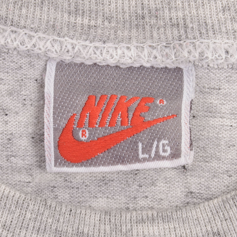Vintage Nike Classic Swoosh Gray Tee Shirt Size 1990s Size Large With Single Stitch Sleeves