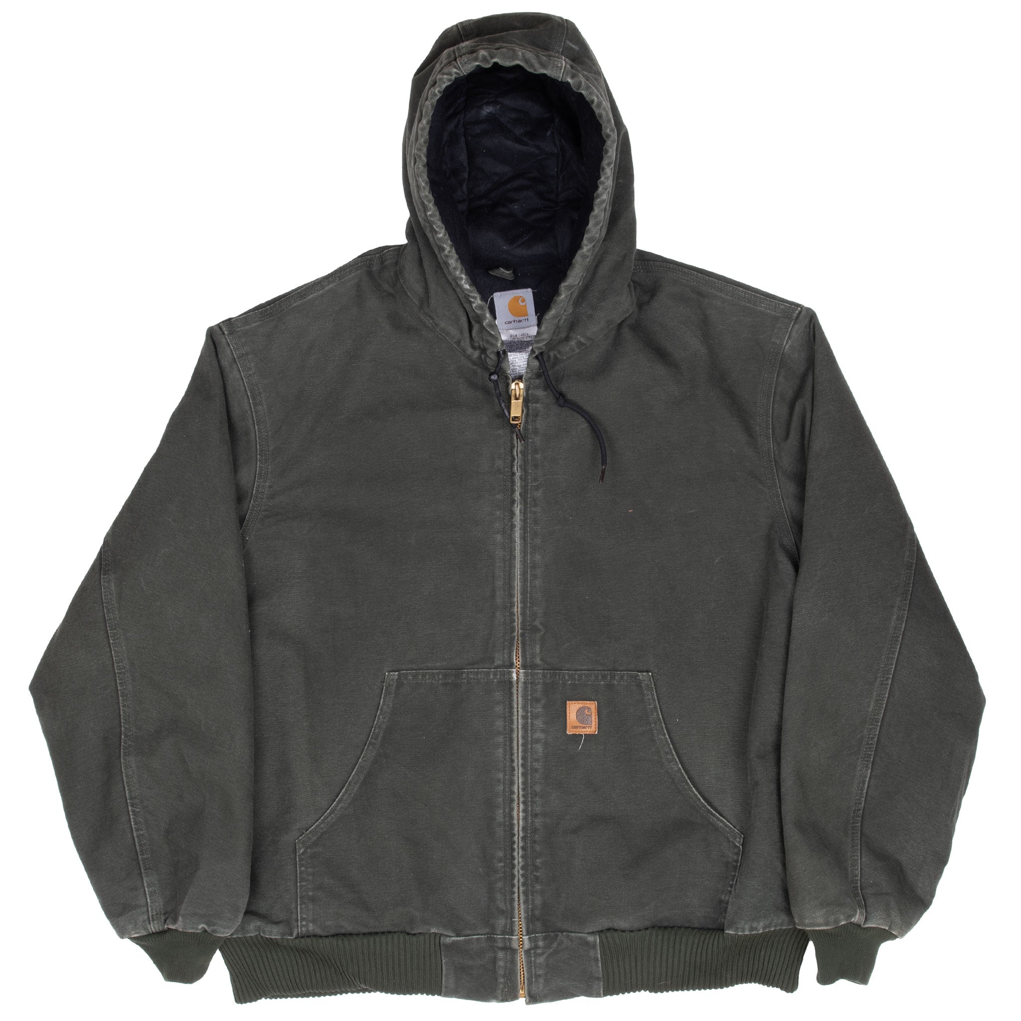 Vintage Carhartt Green Active Hooded Jacket J130Mos 1990S Size XL