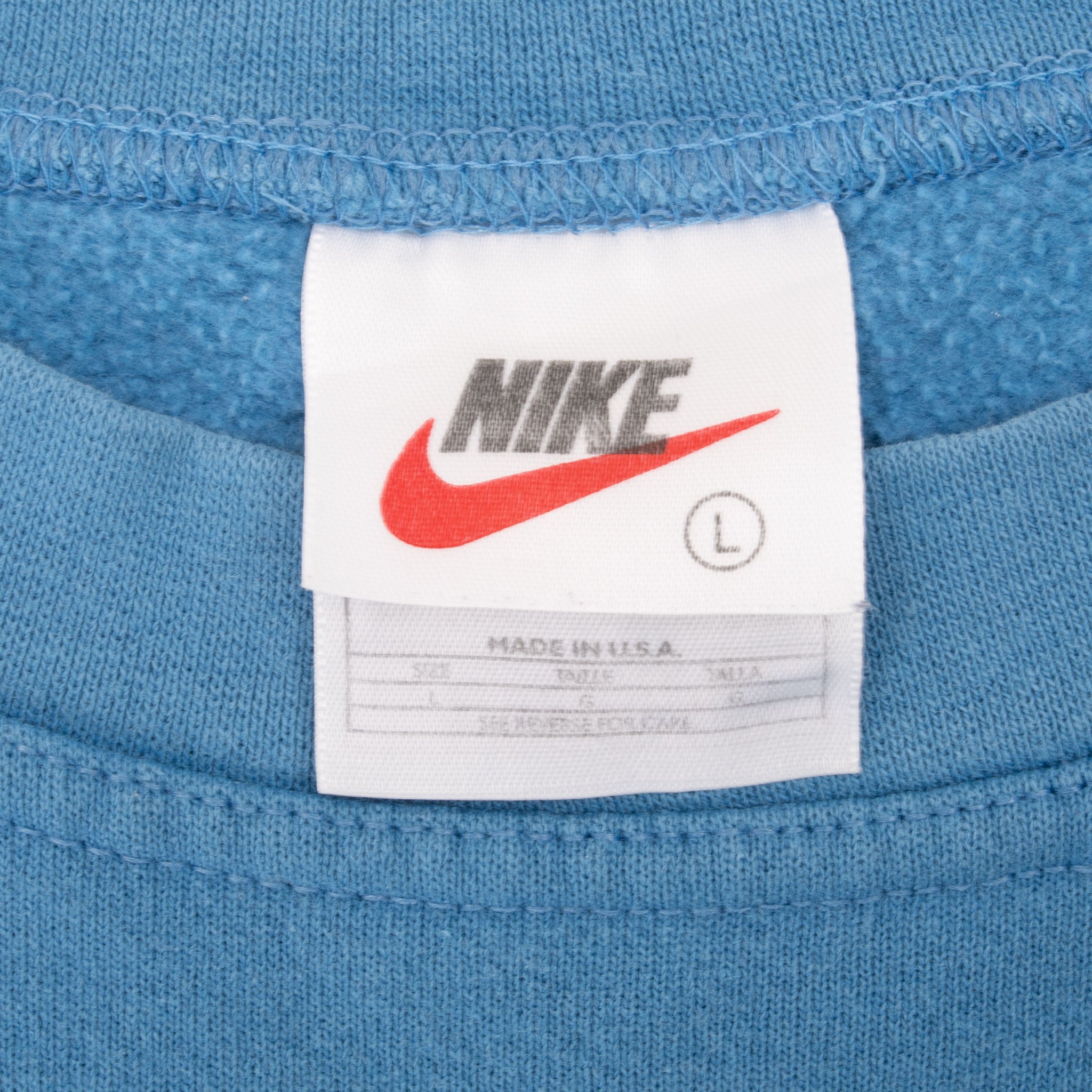 Vintage Nike Spellout Swoosh Blue Sweatshirt 1990S Size Large Made In Usa