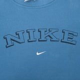 Vintage Nike Spellout Swoosh Blue Sweatshirt 1990S Size Large Made In Usa