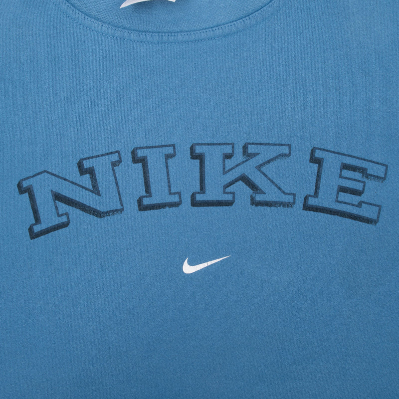 Vintage Nike Spellout Swoosh Blue Sweatshirt 1990S Size Large Made In Usa