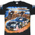Front of black Dale Earnhardt NASCAR tee with No. 3 car, charging horses, and all-over print