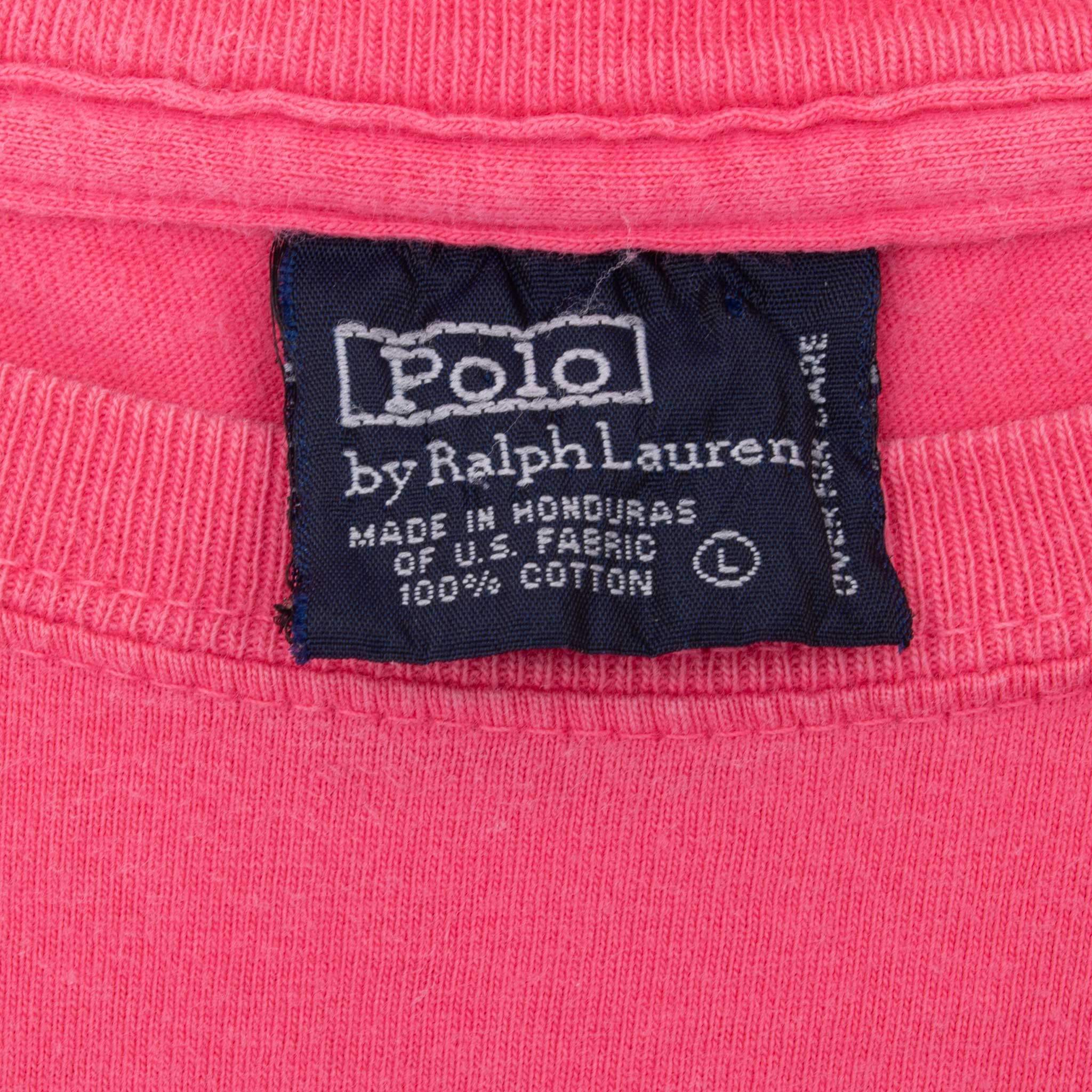 Vintage Polo Ralph Lauren Pink Tee Shirt 1990S Size Large