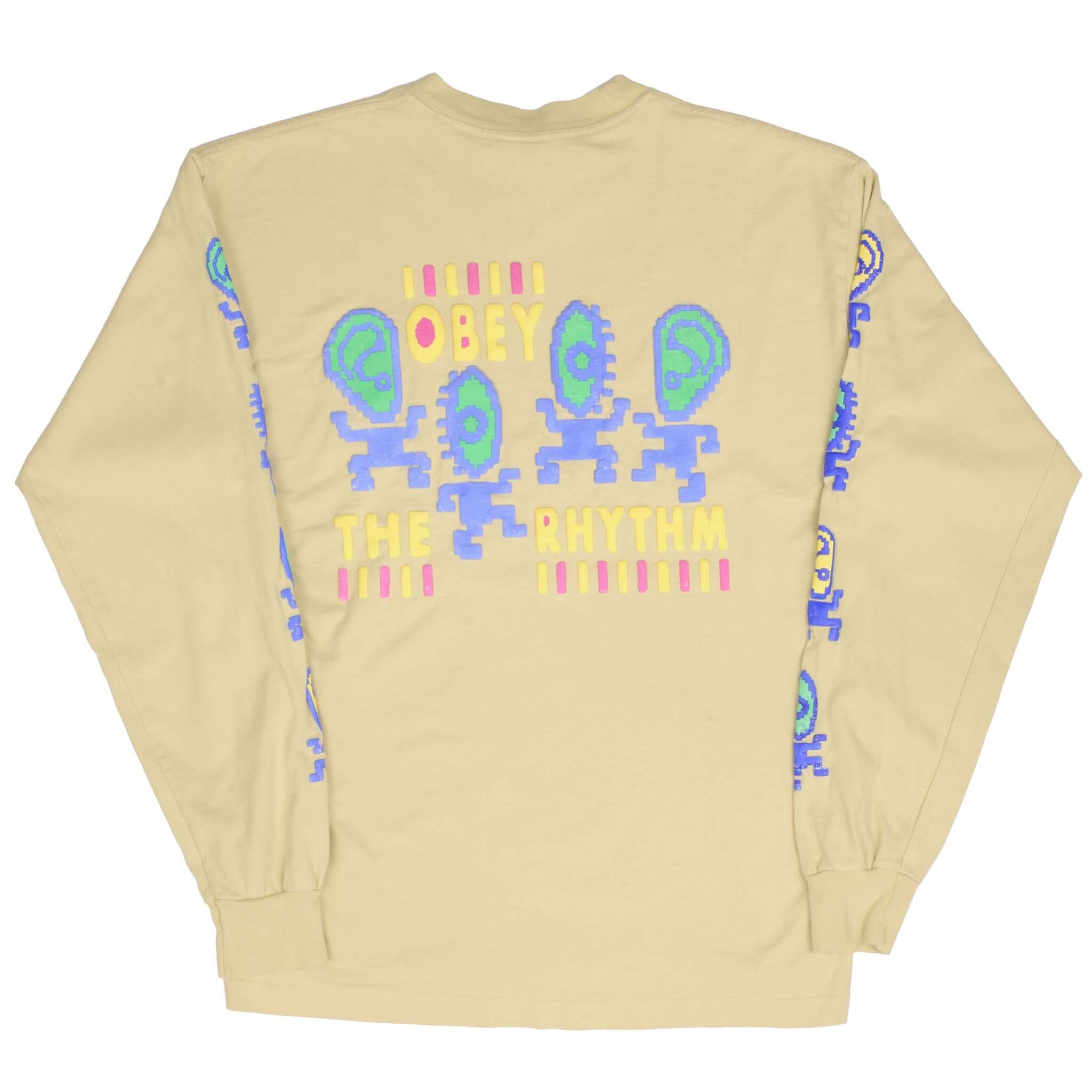 Vintage Obey The Rythme Yellow Long Sleeve Tee Shirt 2000S Size Medium