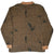 Back of brown plaid Nautica long-sleeve polo shirt with pheasant print and tan trim