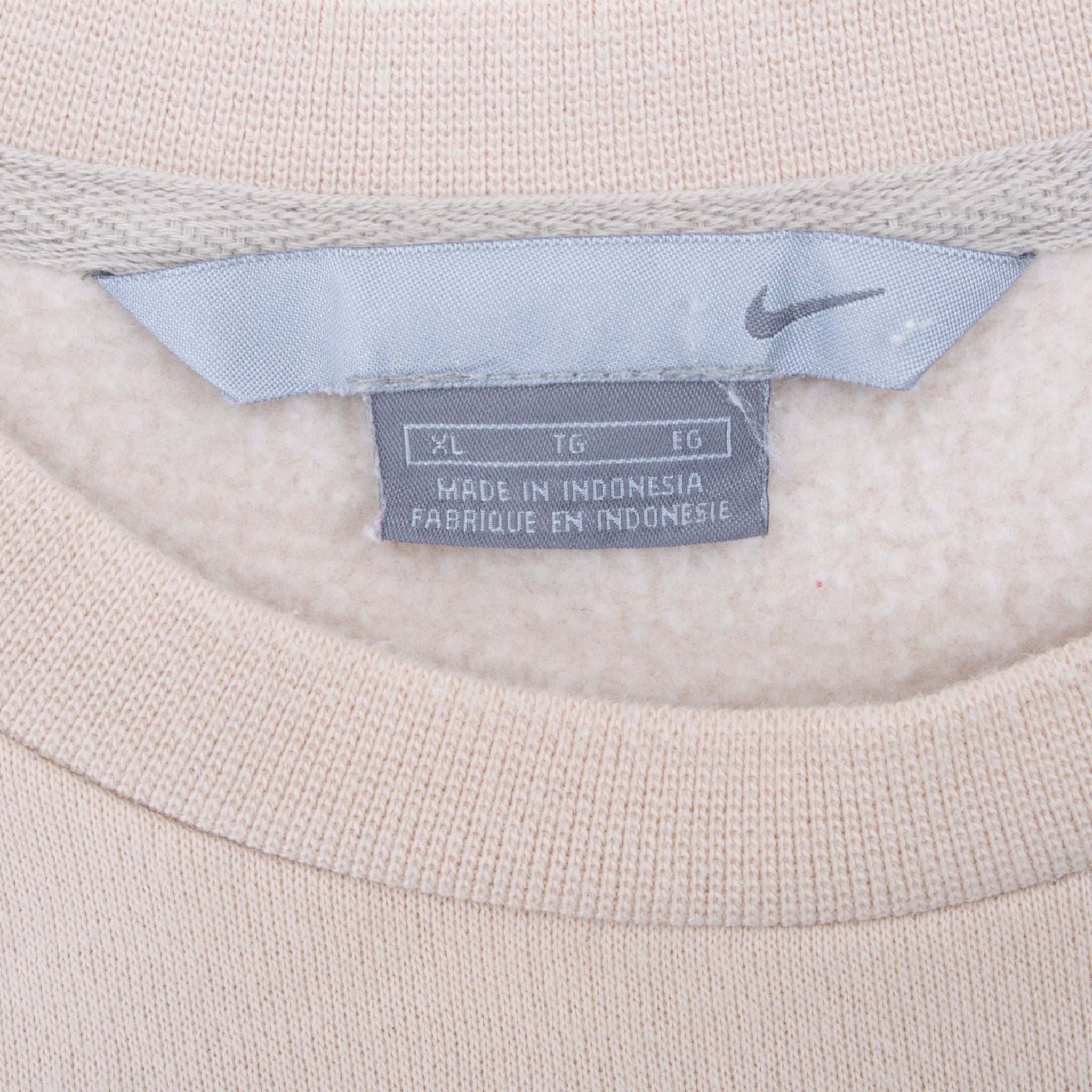 Vintage Nike Classic Swoosh Beige Sweatshirt 2000S Size XL