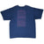 Back of blue Nike T-shirt with vertical outlined USA graphic and three yellow stars